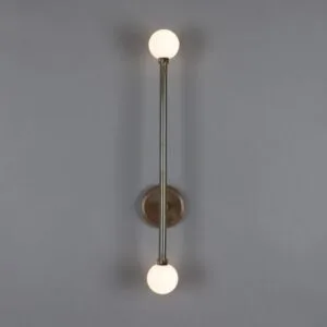 Gunning Double Globe Slim Bathroom Wall Light 71cm IP44 Glass Bathroom Wall Sconces Great Lighting UK Ltd